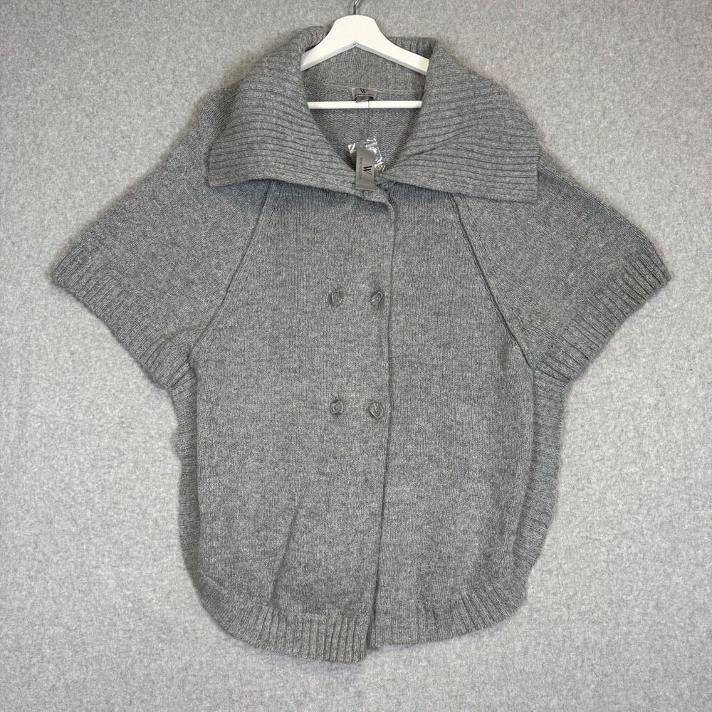 Brand New Worthington Women's Large Wool Blend Heather Gray Button Down Sweater